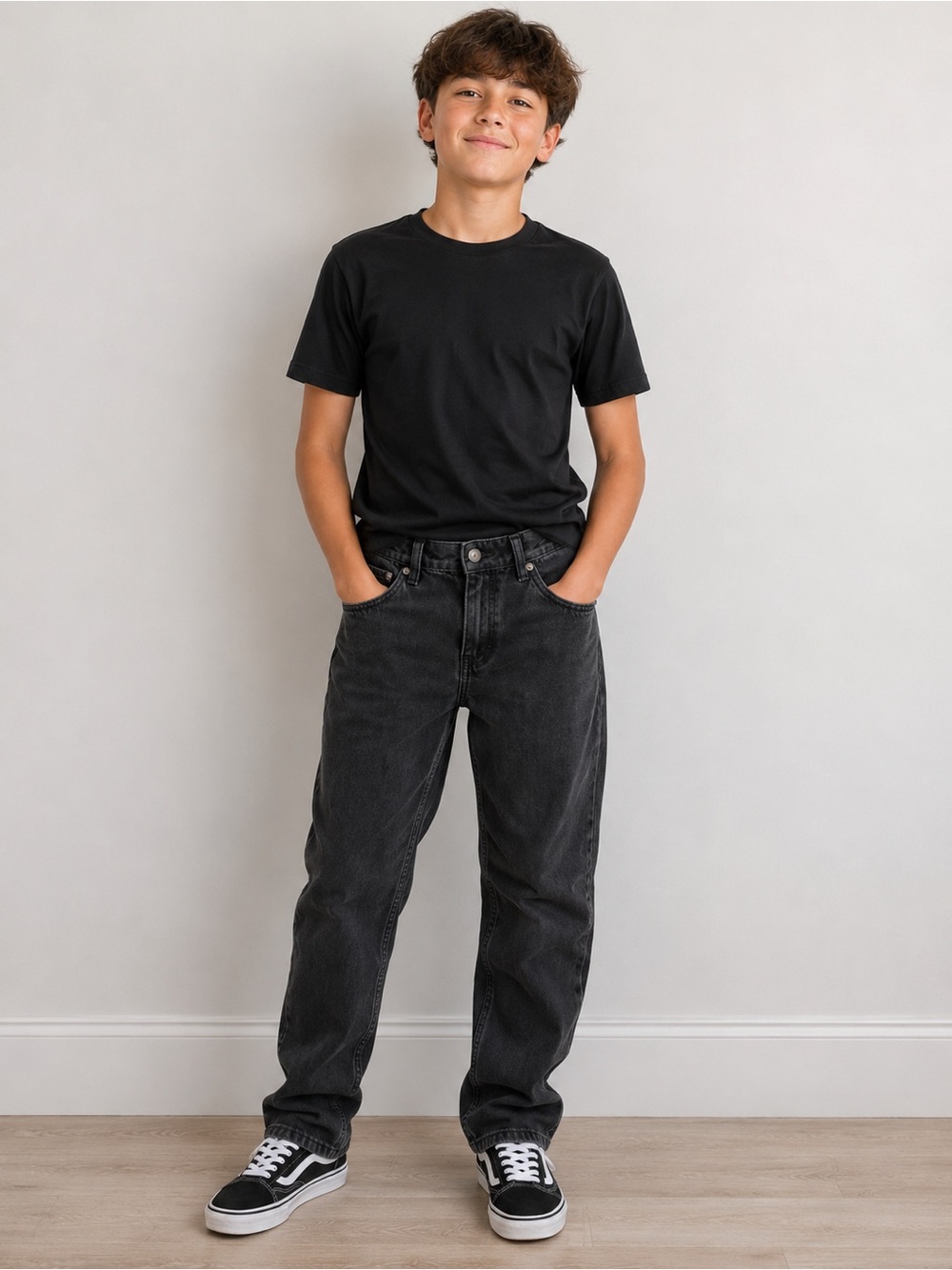 Levi’s 502 Boys Regular Taper Boys Jeans – Black Washed, Size 16 28w 28L